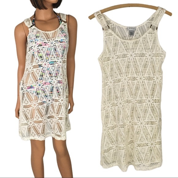 J. Valdi Swim J Valdi Swimsuit Cover Up Cream Crochet Bohemian